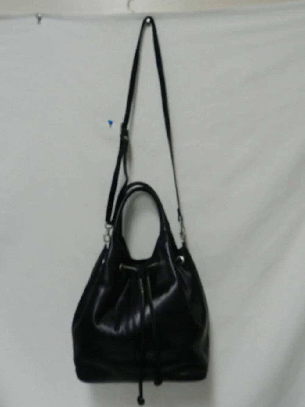 Crossing Pointe Vintage Leather drawstring bucket shoulder bag purse satchel